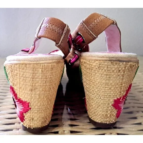 Sperry Top Sider Women's 7.5 Wedge Multicolor Peep Toe Cottage Fairy Core - Picture 5 of 10